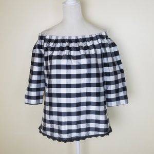 Sara Campbell Off shoulder Boxy Silk Shirt Sz XS